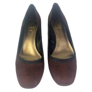 Ann Taylor Loft Brown Black Block Chunky Heel 8.5" Women's Pump